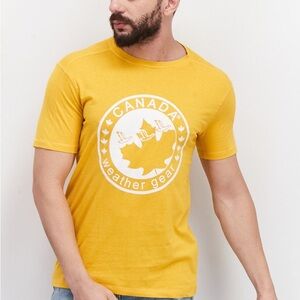 Men Crew Neck Short Sleeve Graphic T Shirt, Mustard Combo